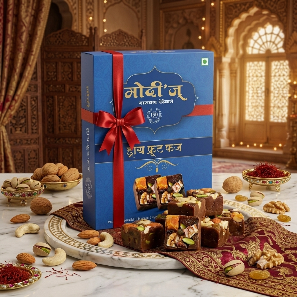 Luxury Dry Fruit Fudge Gift Box by Modi's Narayan Pedhewale