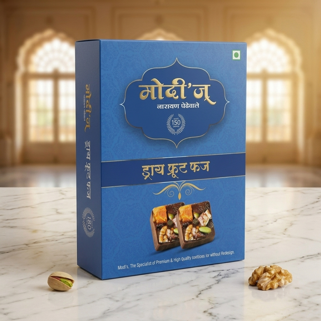 Premium Dry Fruit Fudge Packaging by Modi's Narayan Pedhewale